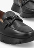 Rose Black Leather Pebbled Leather Loafers