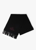 Unisex Embroidered Black Wool Scarf