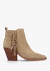 Baker Taupe Suede Fringed Stacked Heel Western Ankle Boots