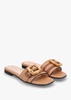 Ellis Tan Leather Bamboo Buckle Flat Mules