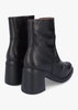 Min Black Leather Block Heel Ankle Boots