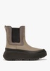 F-Mode Water-Resistant Minky Grey Fabric & Leather Flatform Chelsea Boots