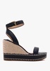 Hilarie Black Leather Wedge Espadrilles