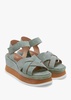 Atlanta Khaki Suede Cross Strap Wedge Sandals