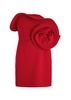 Strapless ruffled rose stretch-wool mini dress