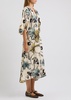 Floral-print cloqué midi dress