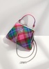 Granny Frame tartan leather top handle bag