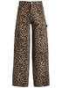 Leopard-print straight-leg cargo jeans 