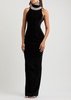 Velvet Crystal-Embellished Gown