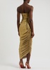 Diana ruched metallic stretch-jersey maxi dress