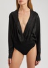 Hooded satin-jacquard bodysuit 