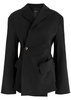 Asymmetric open-back stretch-wool blazer