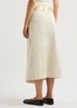 Belted cotton-blend midi wrap skirt 