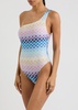 knitted-overlay one-shoulder swimsuit