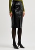 Black Ice patent leather midi skirt 