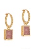 Rhodochrosite mini 18kt gold vermeil hoop earrings