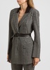 Printed belted stretch-jersey blazer