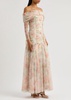 Immortal Rose printed off-the-shoulder chiffon gown