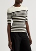 Elena striped ribbed-knit top 