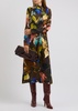 Floral-print matte satin midi dress