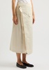 Belted cotton-blend midi wrap skirt 