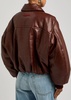 Padded faux leather bomber jacket