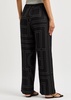 Logo-embroidered silk-satin trousers