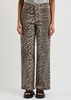 Leopard-print straight-leg jeans 