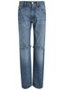 Zip-appliquéd tapered-leg jeans