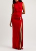 Draped cut-out stretch-jersey gown