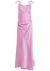 Crinkled satin maxi wrap dress 