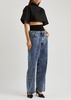 Layered straight-leg jeans 