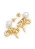 Pearl and bow 18kt gold-plated drop earrings