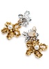 Two-tone flower clip-on drop earrings