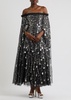 Shooting Stars embellished tulle cape gown 