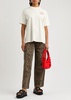 Leopard-print straight-leg cargo jeans 