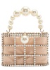 Holli faux-pearl and crystal-embellished top handle bag