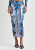 Flower Body Morphing stretch-jersey midi skirt 