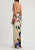 Olive floral-print satin maxi dress