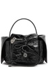 Mini crinkled patent leather top handle bag