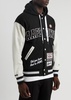 Logo hooded jersey varsity jacket 