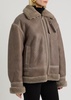 Sona shearling-trimmed leather aviator jacket