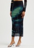 Printed tulle midi skirt 