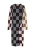 Checked-intarsia ribbed-knit midi dress 