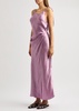 Crinkled satin maxi wrap dress 