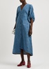 Panelled denim midi dress