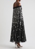 Shooting Stars embellished tulle cape gown 