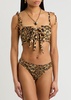 Leopard-print smocked bikini briefs 