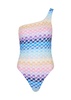 knitted-overlay one-shoulder swimsuit