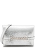 Chain mini metallic leather pouch